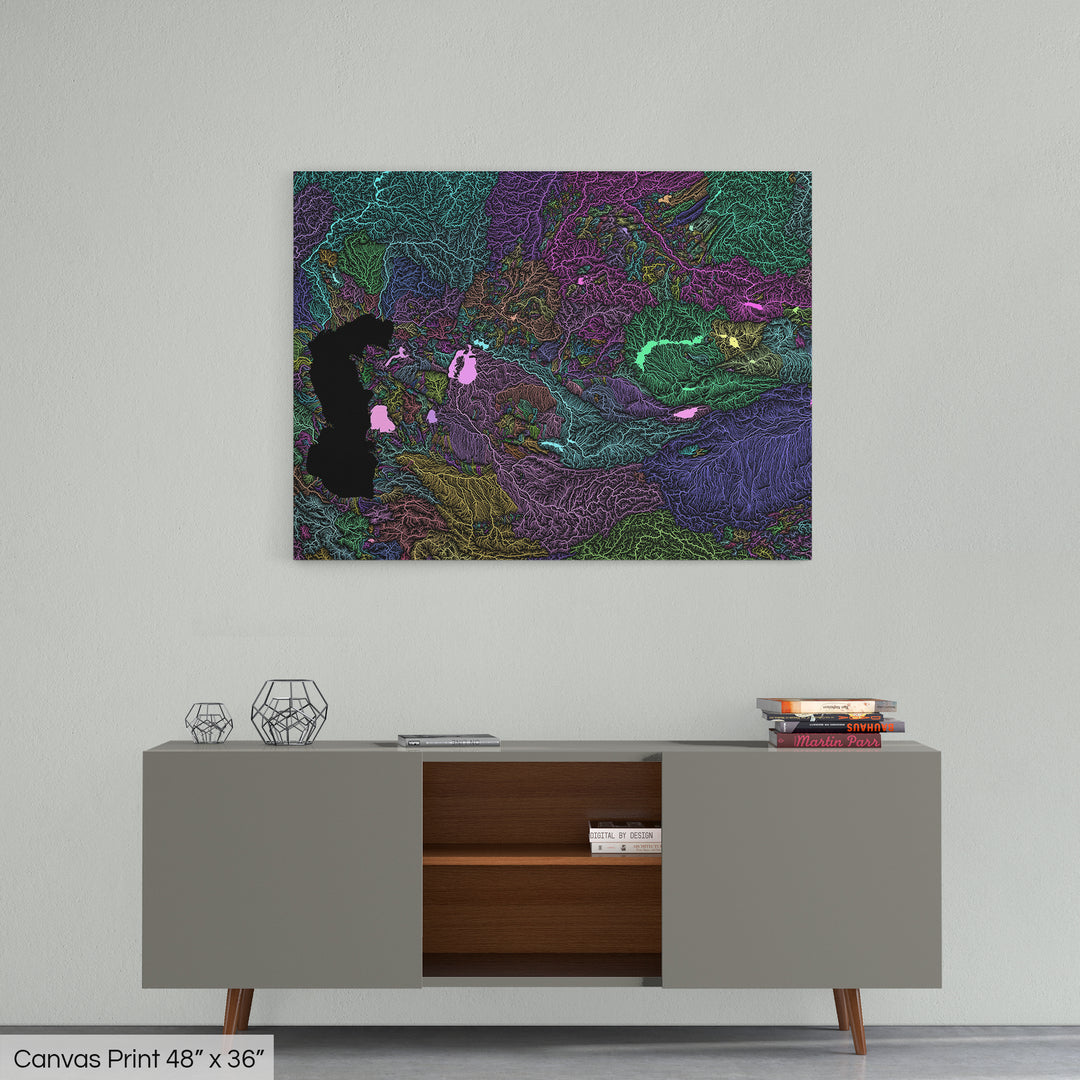 Central Asia - River basin map, pastel colours - Wall Art