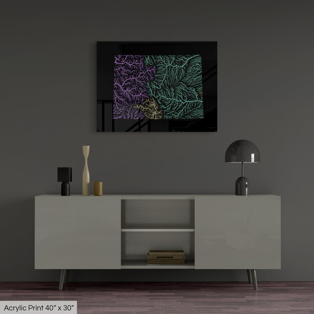 Colorado - River basin map, pastel colours - Wall Art
