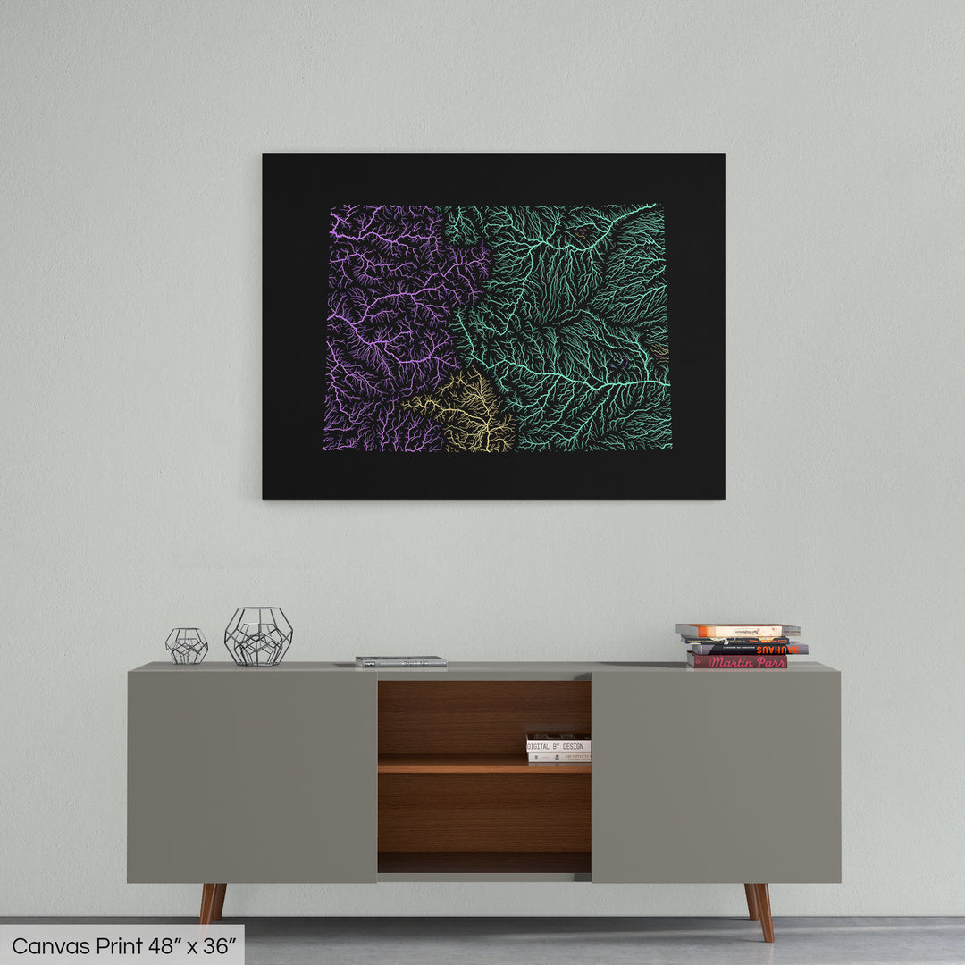 Colorado - River basin map, pastel colours - Wall Art