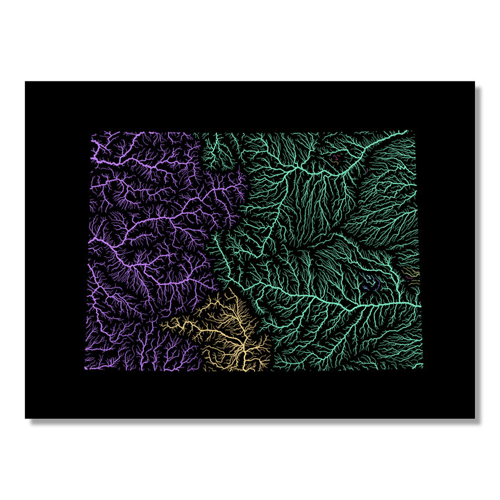 Colorado - River basin map, pastel colours - Wall Art