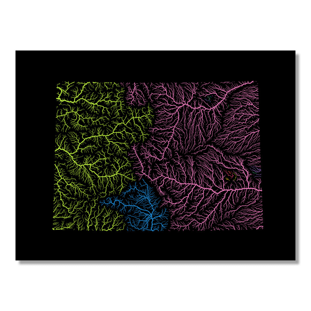 Colorado - River basin map, rainbow colours - Wall Art