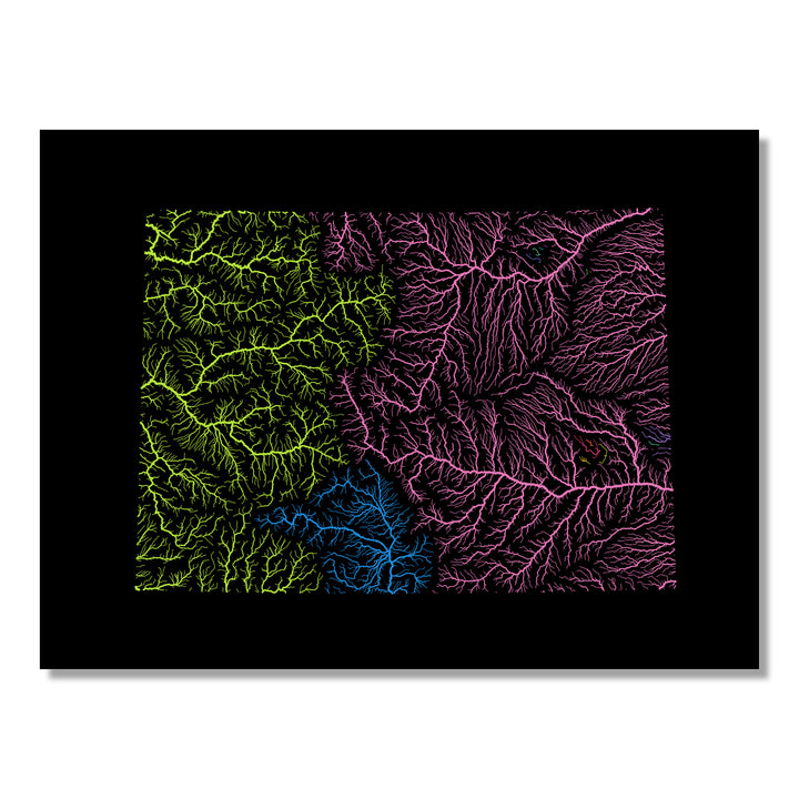 Colorado - River basin map, rainbow colours - Wall Art