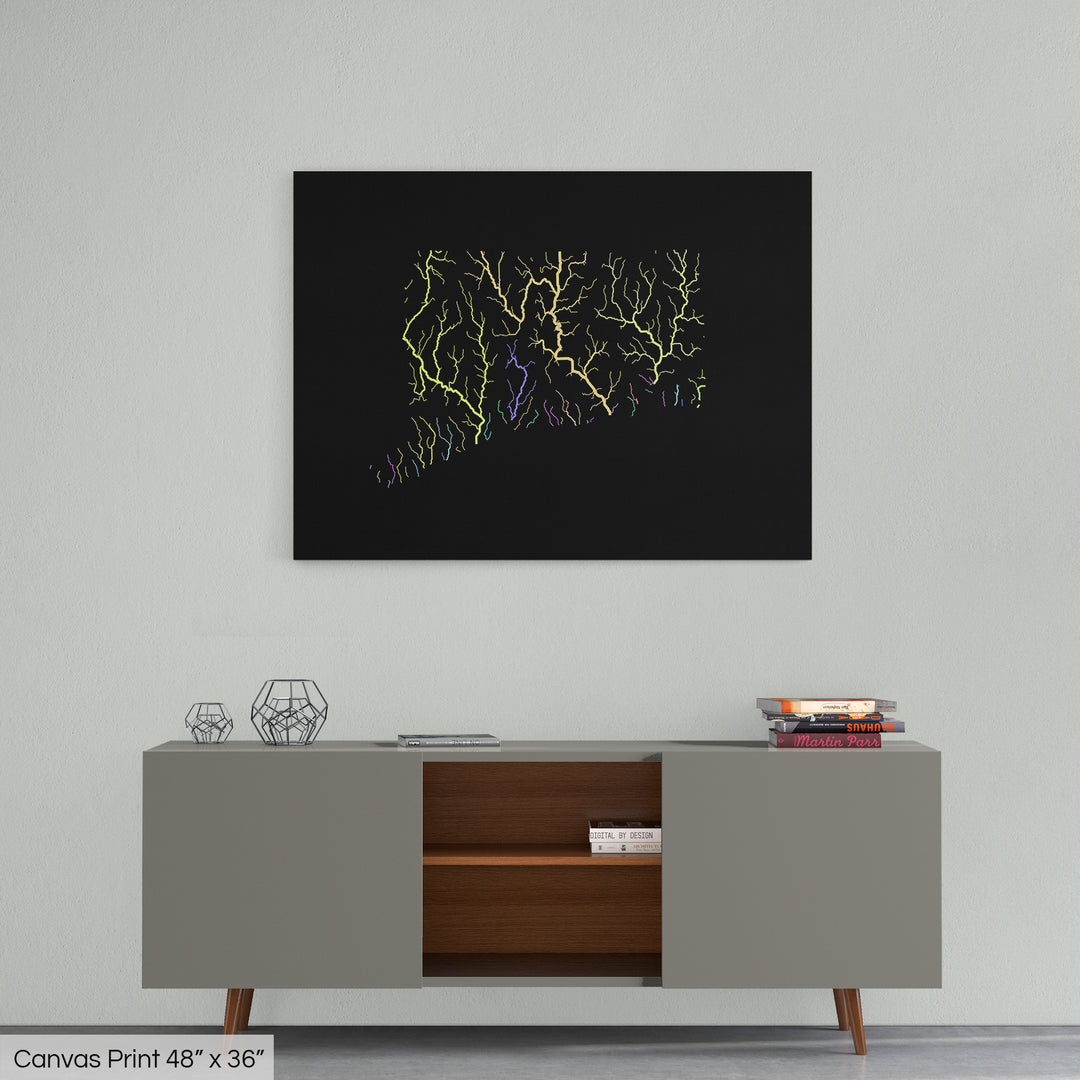 Connecticut - River basin map, pastel colours - Wall Art