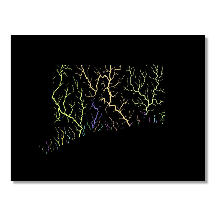 Connecticut - River basin map, pastel colours - Wall Art