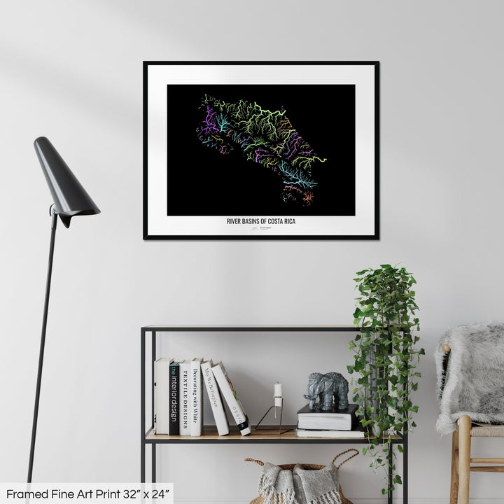 Costa Rica - River basin map, pastel colours - Wall Art