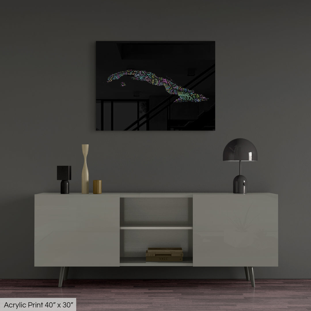 Cuba - River basin map, pastel colours - Wall Art