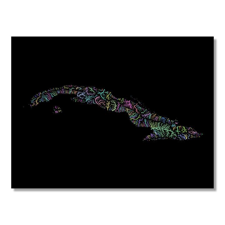 Cuba - River basin map, pastel colours - Wall Art