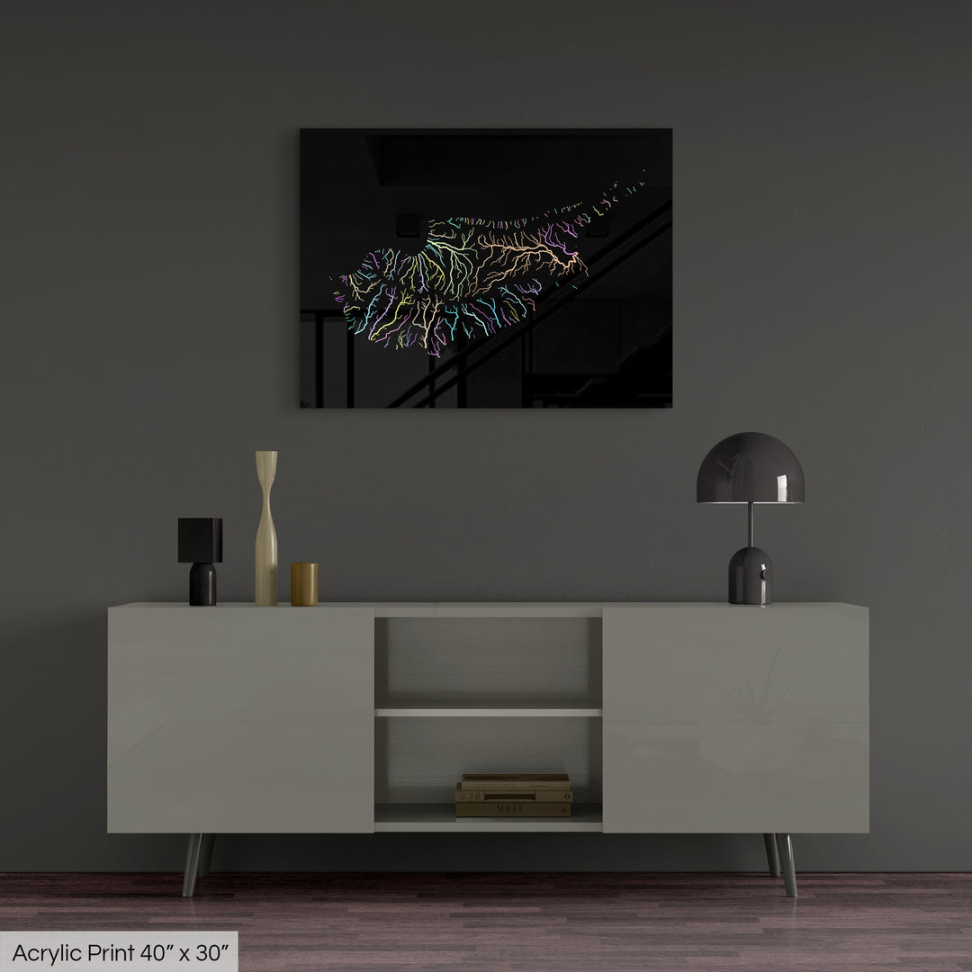 Cyprus - River basin map, pastel colours - Wall Art