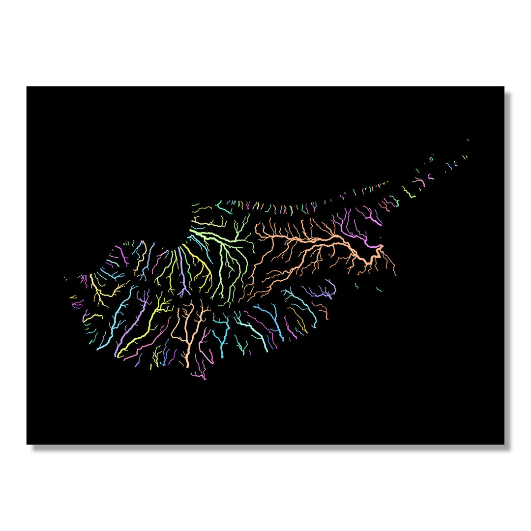 Cyprus - River basin map, pastel colours - Wall Art