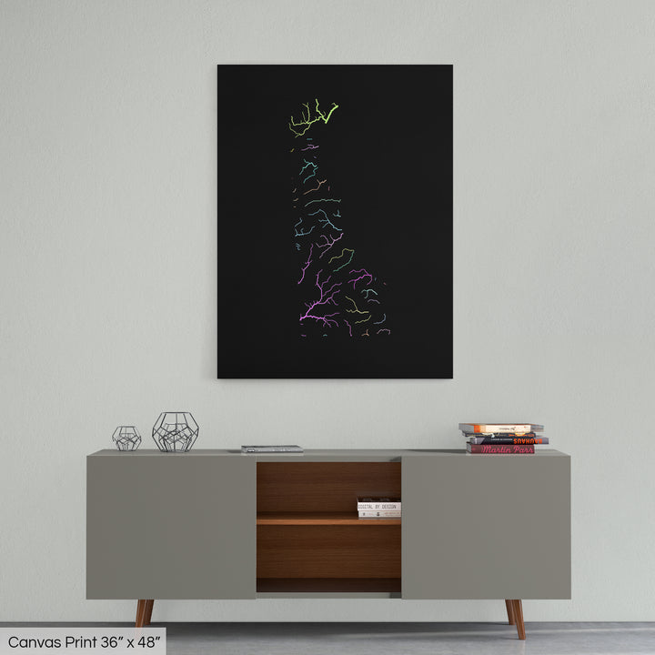 Delaware - River basin map, pastel colours - Wall Art