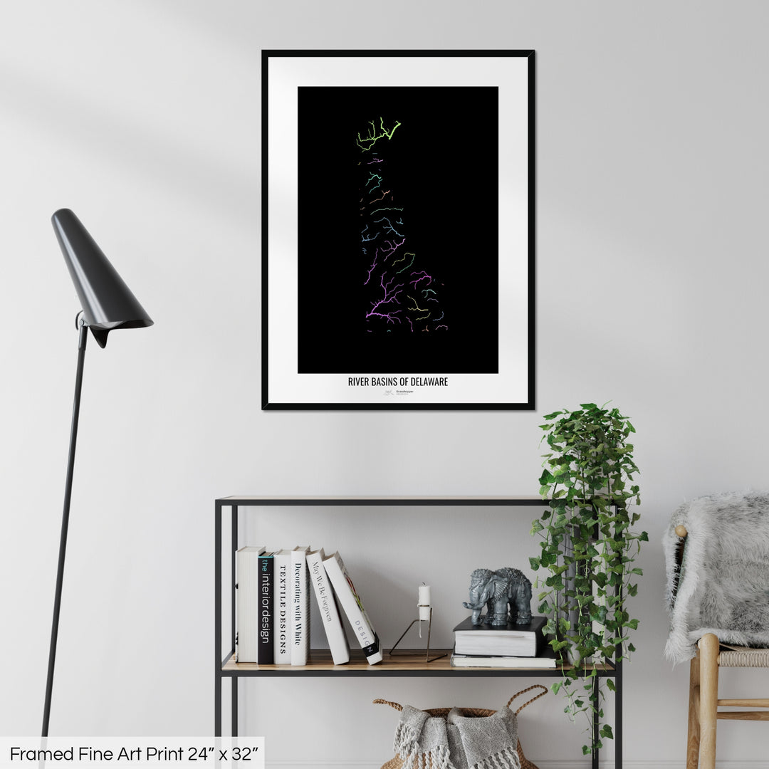 Delaware - River basin map, pastel colours - Wall Art