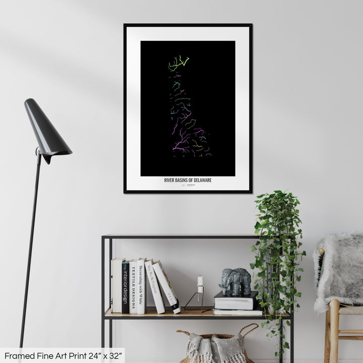 Delaware - River basin map, pastel colours - Wall Art