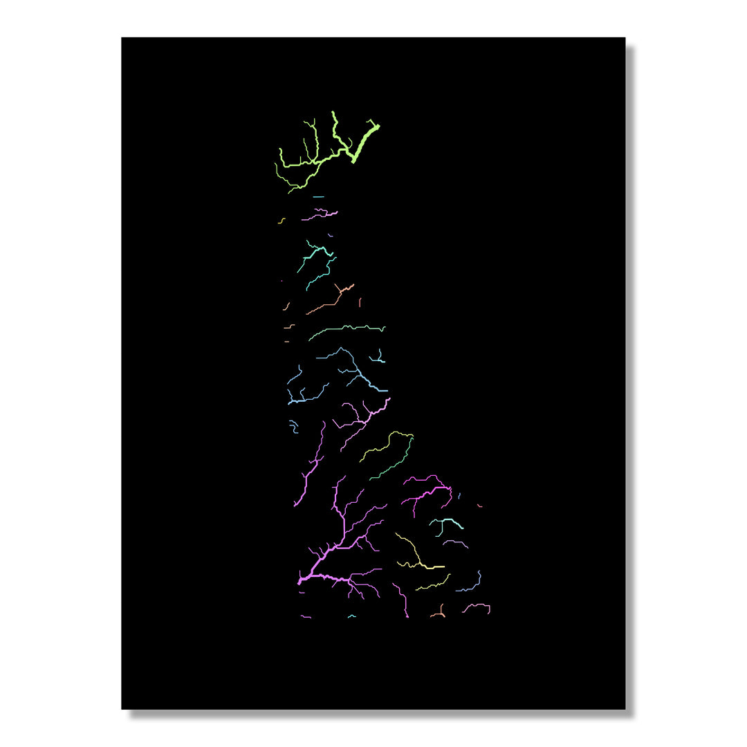 Delaware - River basin map, pastel colours - Wall Art