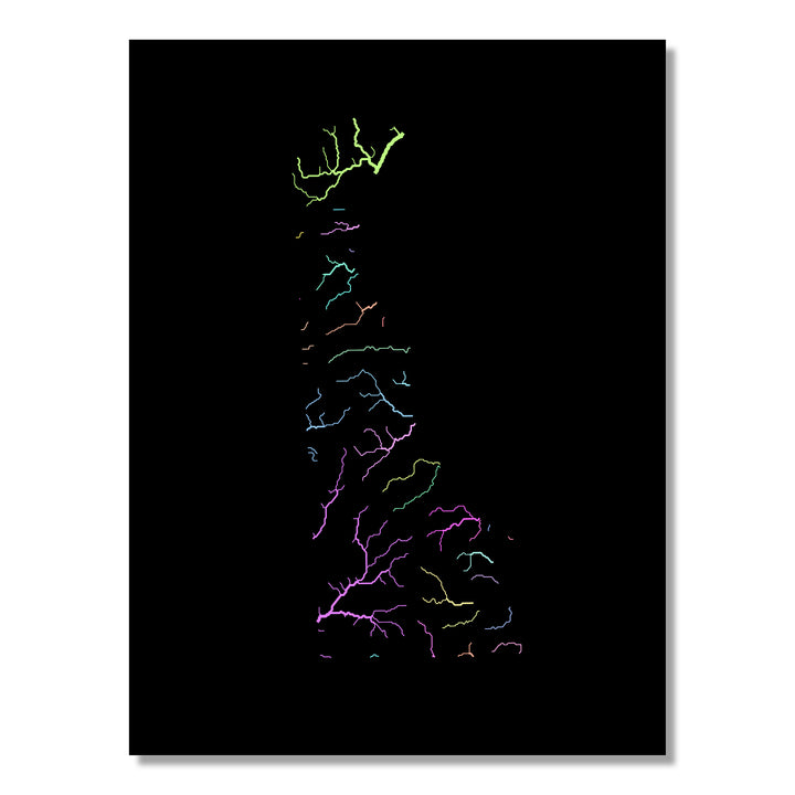Delaware - River basin map, pastel colours - Wall Art