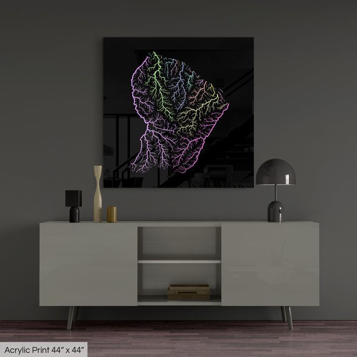 French Guiana - River basin map, pastel colours - Wall Art