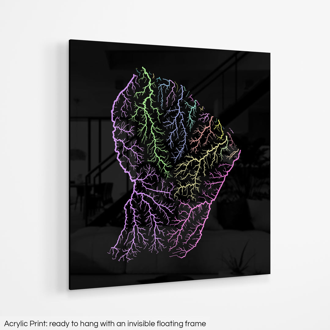 French Guiana - River basin map, pastel colours - Wall Art