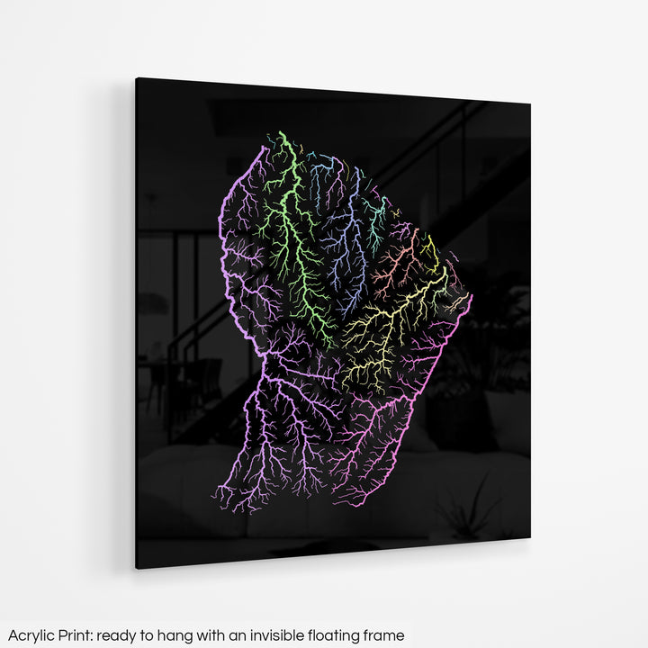 French Guiana - River basin map, pastel colours - Wall Art