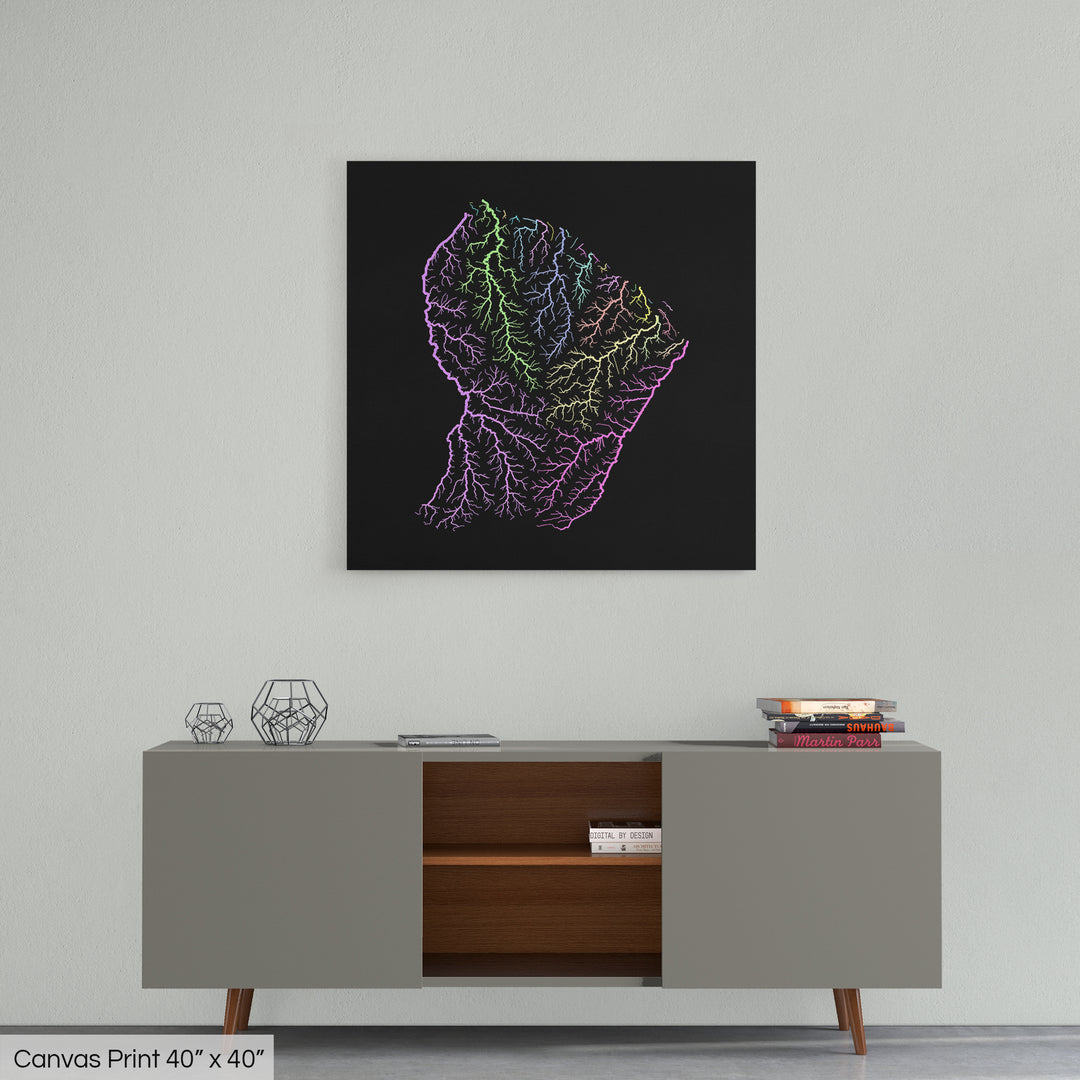 French Guiana - River basin map, pastel colours - Wall Art
