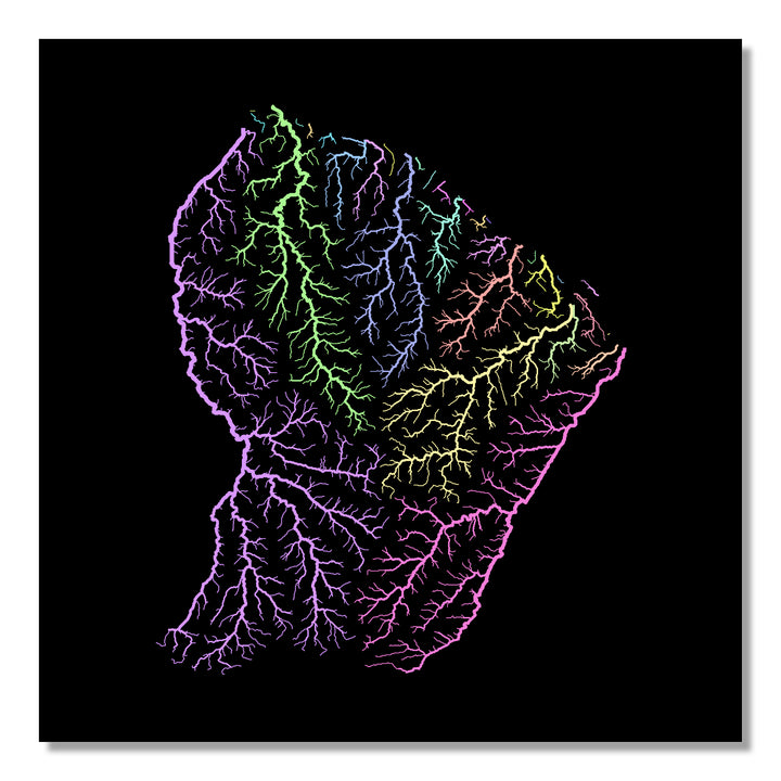 French Guiana - River basin map, pastel colours - Wall Art