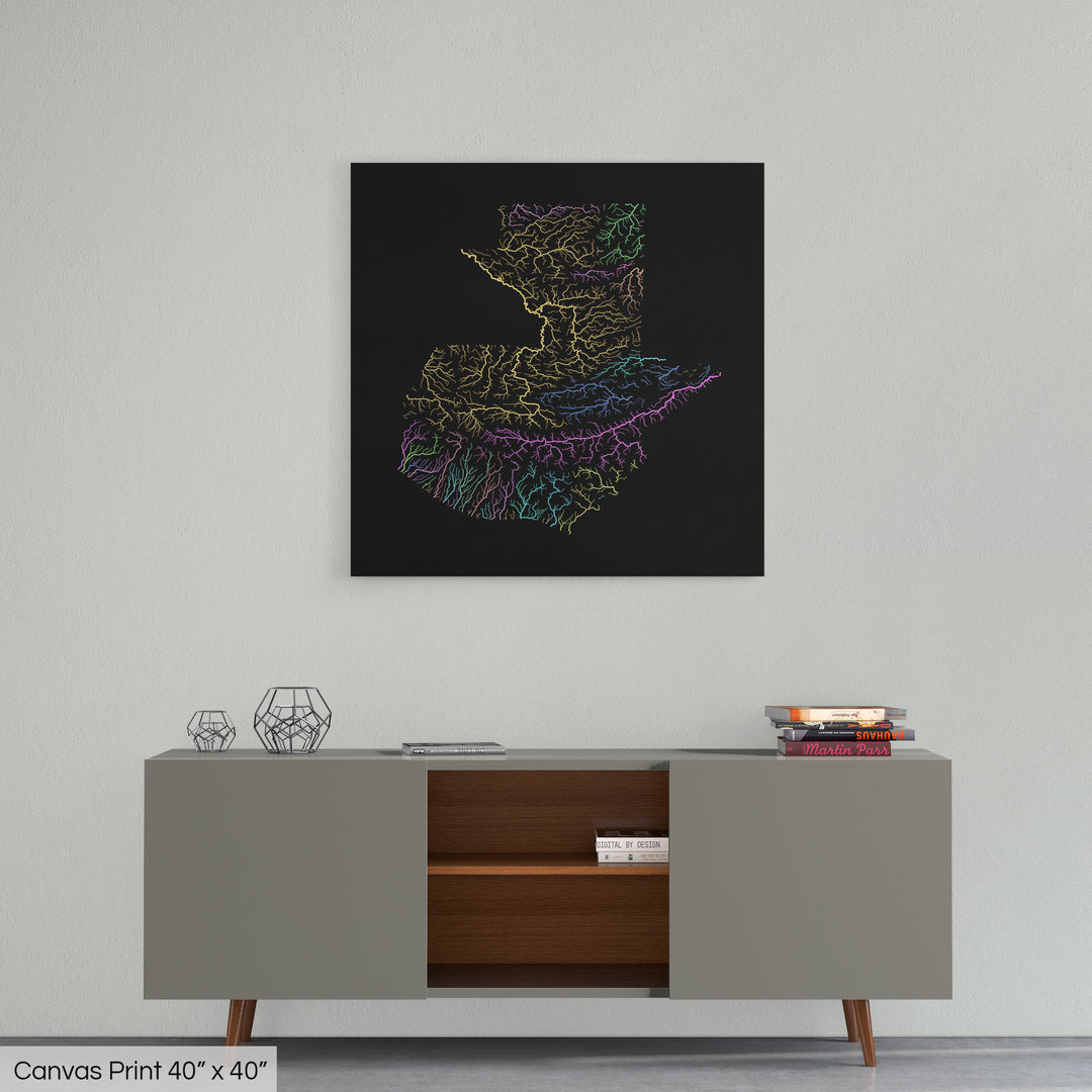 Guatemala - River basin map, pastel colours - Wall Art