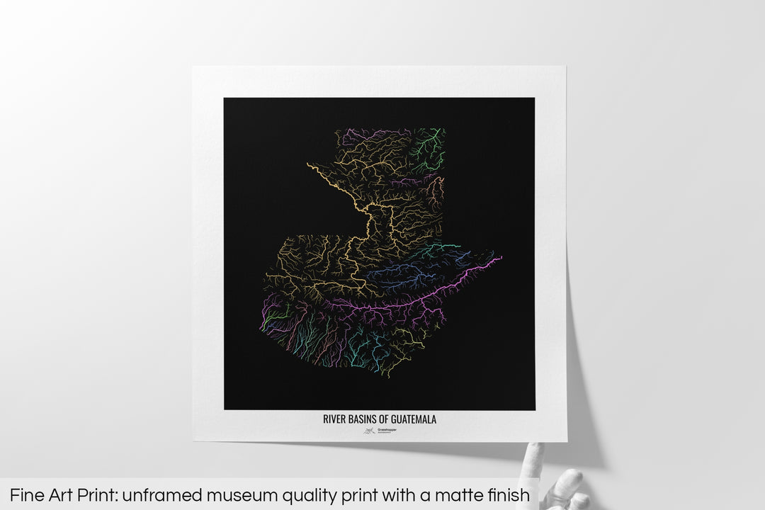 Guatemala - River basin map, pastel colours - Wall Art