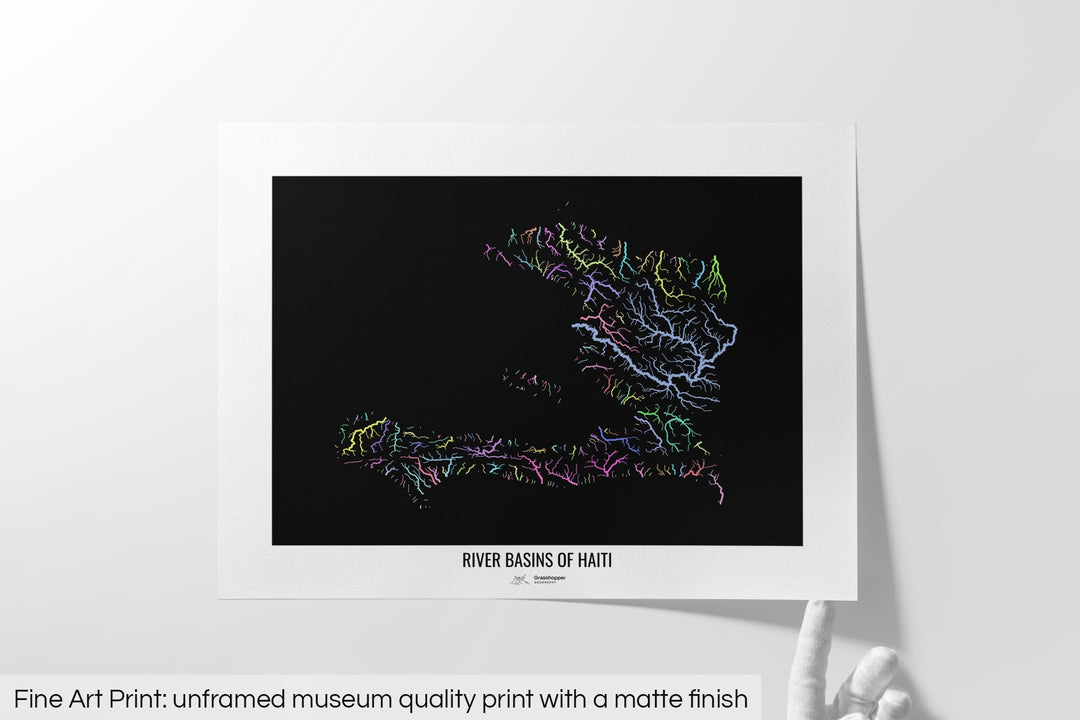 Haiti - River basin map, pastel colours - Wall Art