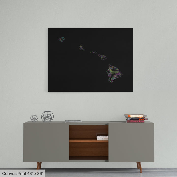 Hawaii - River basin map, pastel colours - Wall Art