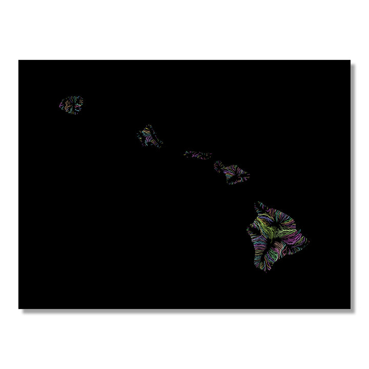 Hawaii - River basin map, pastel colours - Wall Art