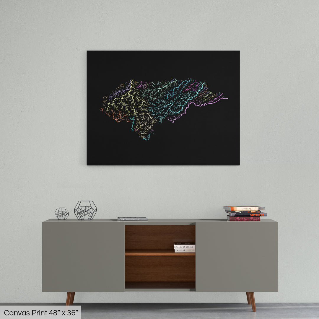 Honduras - River basin map, pastel colours - Wall Art