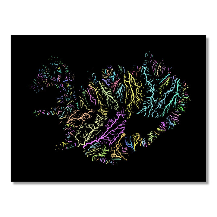 Iceland - River basin map, pastel colours - Wall Art