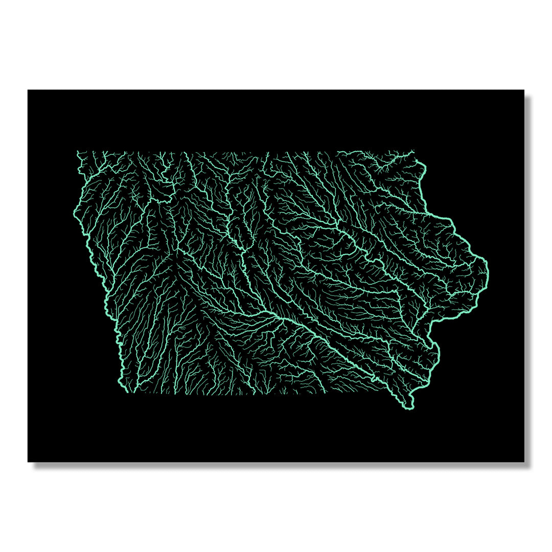 Iowa - River basin map, pastel colours - Wall Art