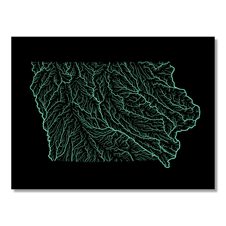 Iowa - River basin map, pastel colours - Wall Art