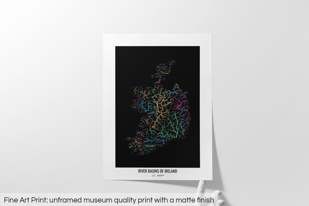Ireland - River basin map, pastel colours - Wall Art