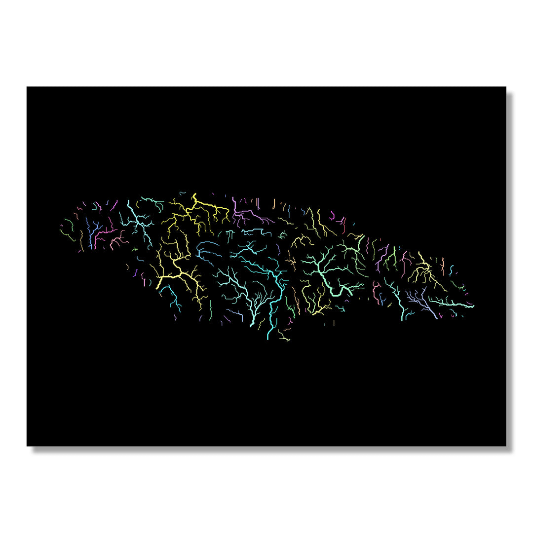 Jamaica - River basin map, pastel colours - Wall Art