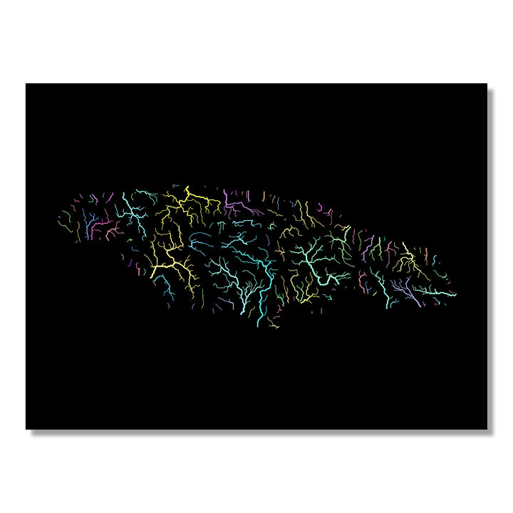 Jamaica - River basin map, pastel colours - Wall Art