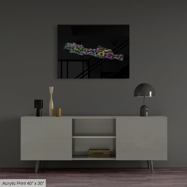 Java - River basin map, pastel colours - Wall Art