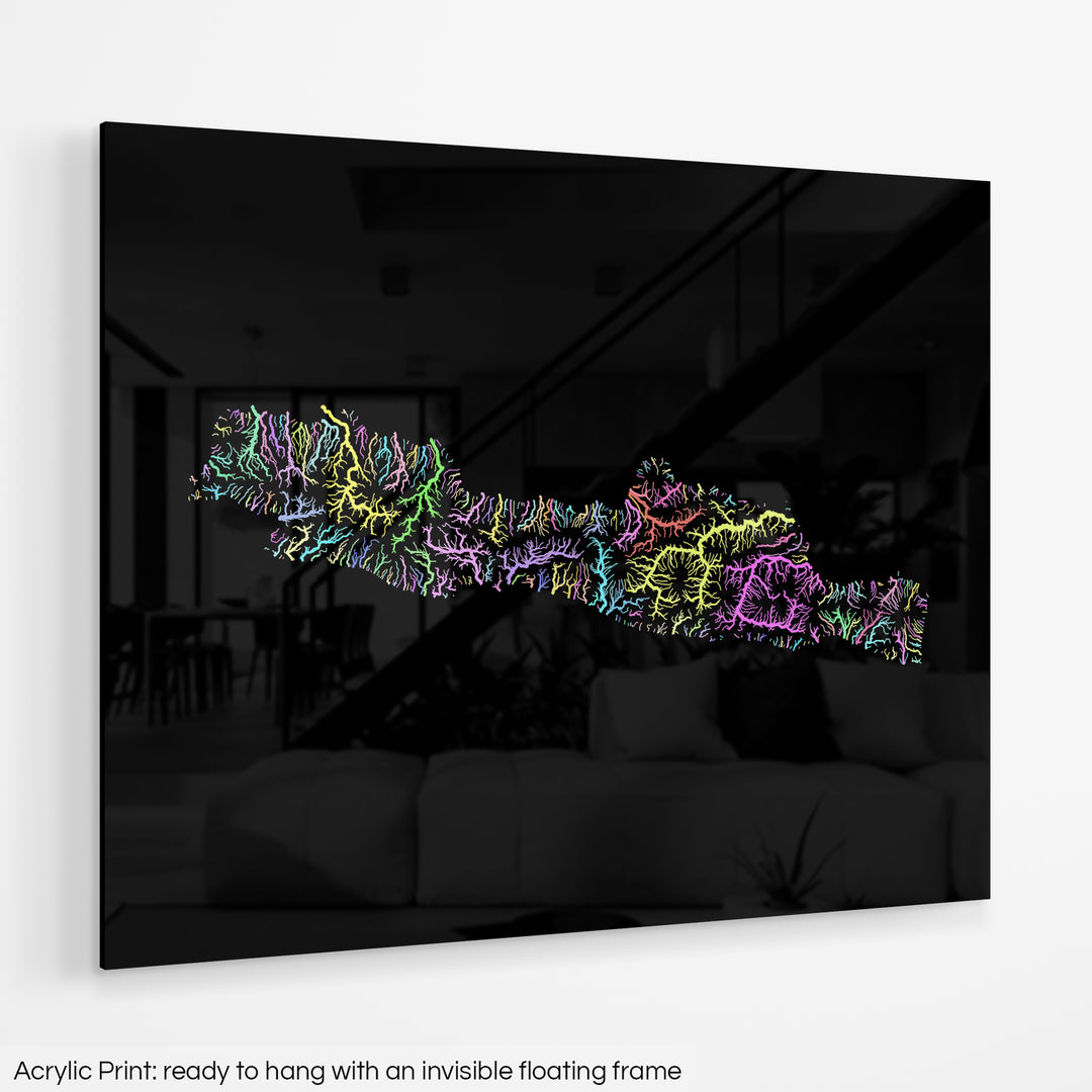 Java - River basin map, pastel colours - Wall Art