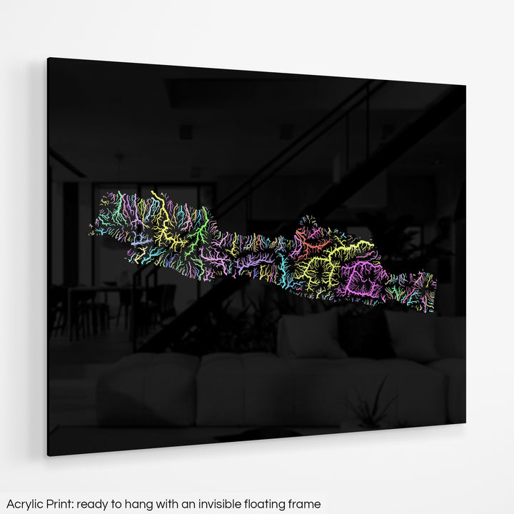 Java - River basin map, pastel colours - Wall Art