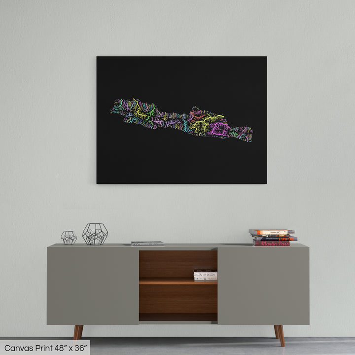 Java - River basin map, pastel colours - Wall Art