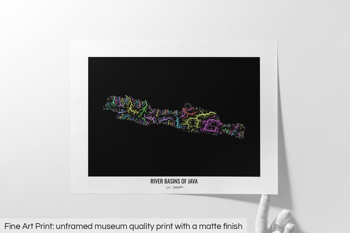 Java - River basin map, pastel colours - Wall Art
