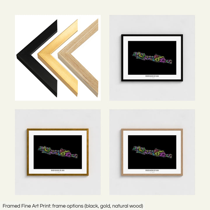 Java - River basin map, pastel colours - Wall Art