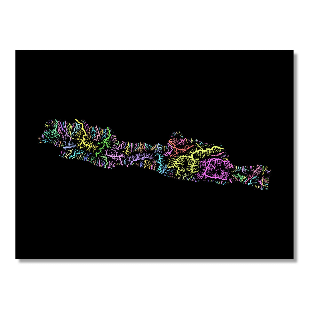 Java - River basin map, pastel colours - Wall Art