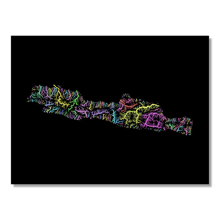 Java - River basin map, pastel colours - Wall Art