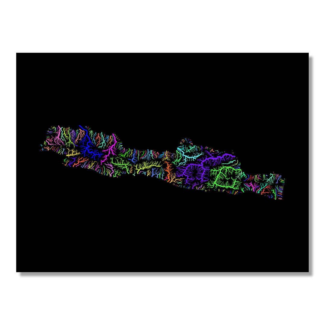 Java - River basin map, rainbow colours - Wall Art