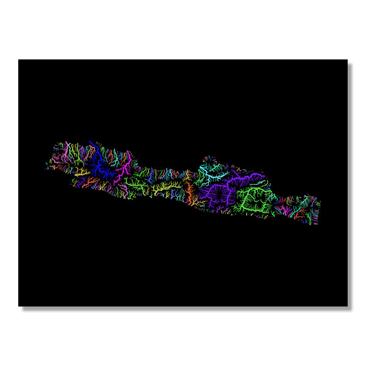 Java - River basin map, rainbow colours - Wall Art