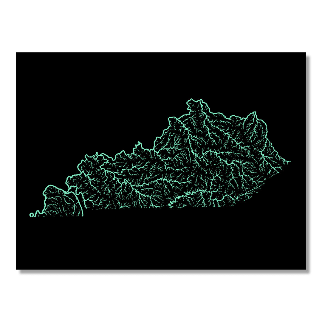 Kentucky - River basin map, pastel colours - Wall Art