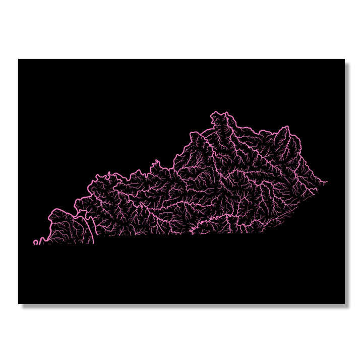 Kentucky - River basin map, rainbow colours - Wall Art