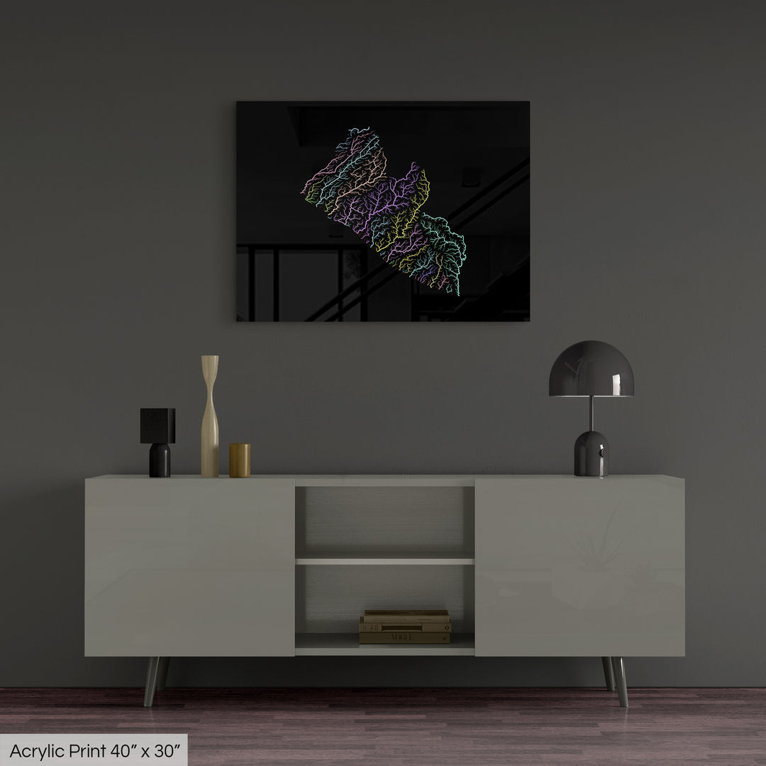 Liberia - River basin map, pastel colours - Wall Art