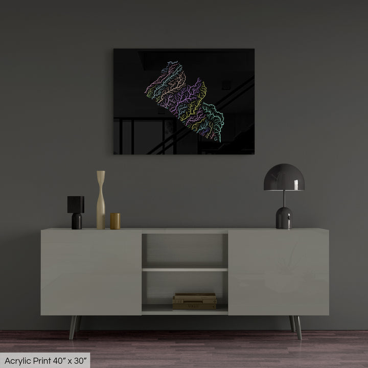 Liberia - River basin map, pastel colours - Wall Art