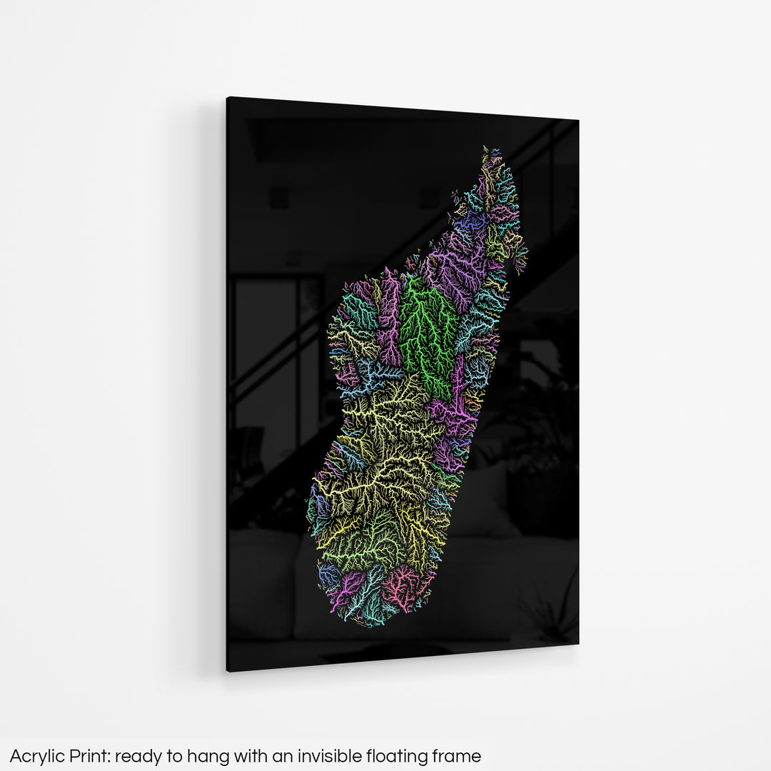 Madagascar - River basin map, pastel colours - Wall Art